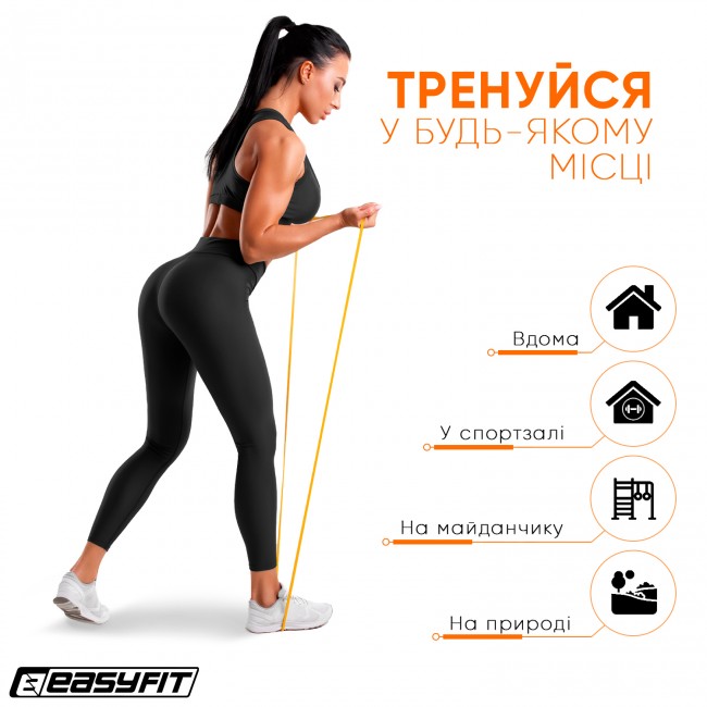 Резинка для подтягивания и спорта EasyFit 1-6 кг Желтая