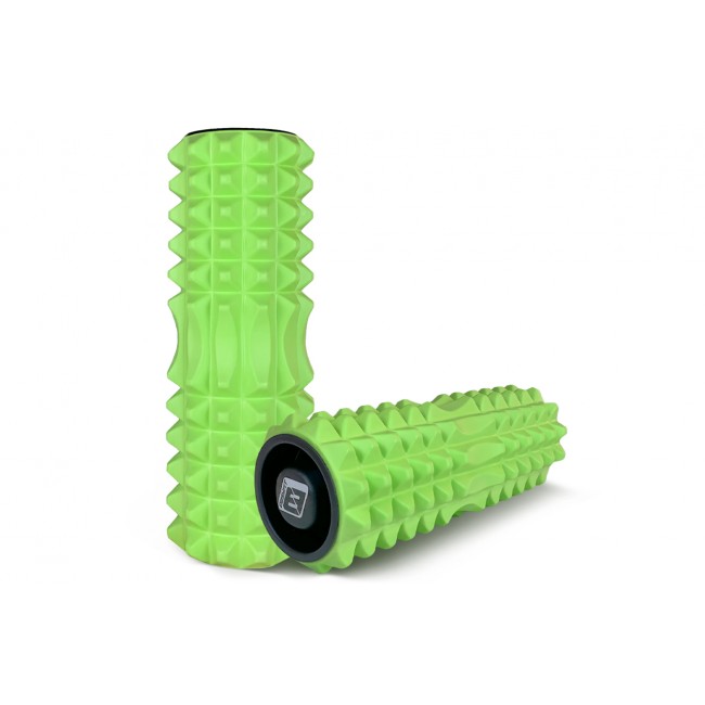Масажний ролик EasyFit Grid Roller 33 см v.1.2 із заглушками з обох сторін (салатовий)