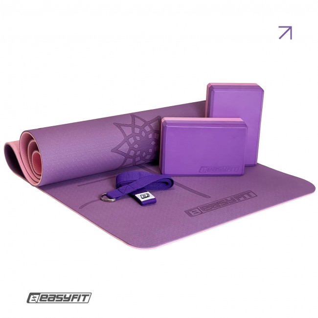 Набор для йоги и фитнеса EasyFit Polarity Set: коврик, два блока и ремень (padma)