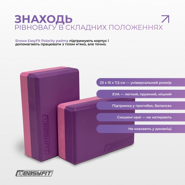 Набор для йоги и фитнеса EasyFit Polarity Set: коврик, два блока и ремень (padma)