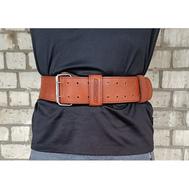 Пояс атлетический EasyFit DeciBelt (кожа) коричневый M