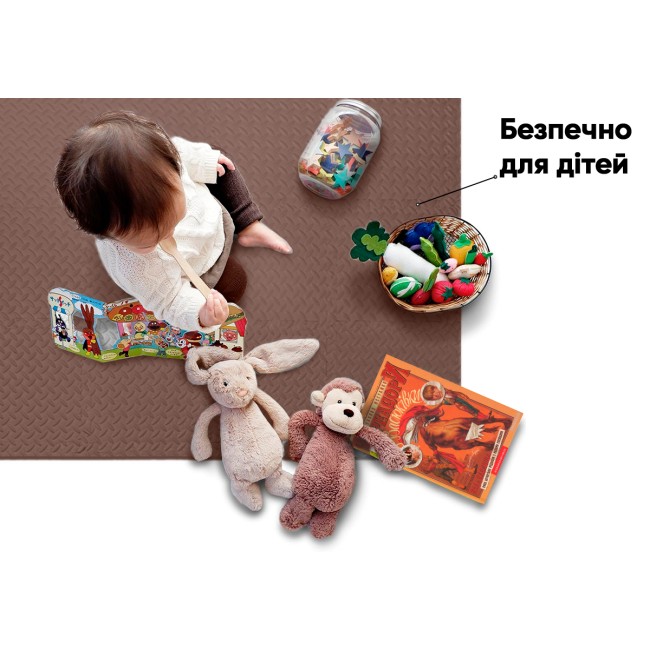 Татами мат EasyFit 8 шт (30х30х1 см) хвост ласточки коричневый