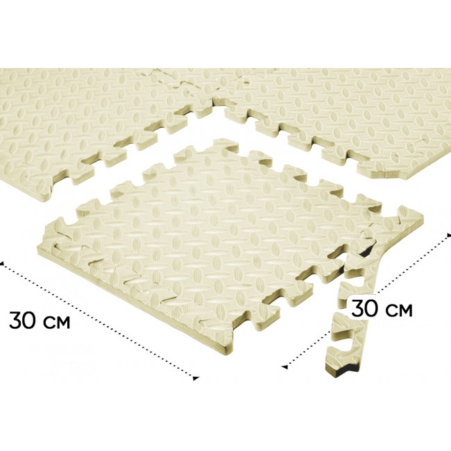 Татами мат EasyFit 8 шт (30х30х1 см) ласточкин хвост белый