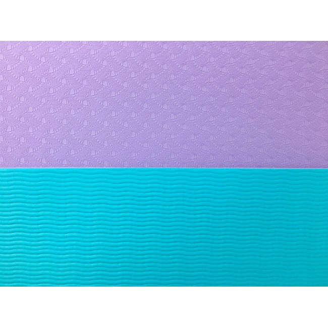 Коврик для йоги и фитнеса EasyFit TPE+TC 6 мм двухслойный фиолетовый-мятный