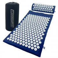 Массажный коврик Easyfit с подушкой (аппликатор Кузнецова) Синий с белым