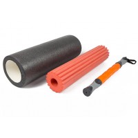 Масажний ролик EasyFit 45 см TIO 3 в 1 Чорний-помаранчевий