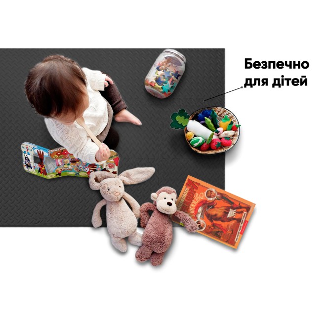 Татамі мат EasyFit 8 шт (30х30х1 см) хвіст ластівки чорний