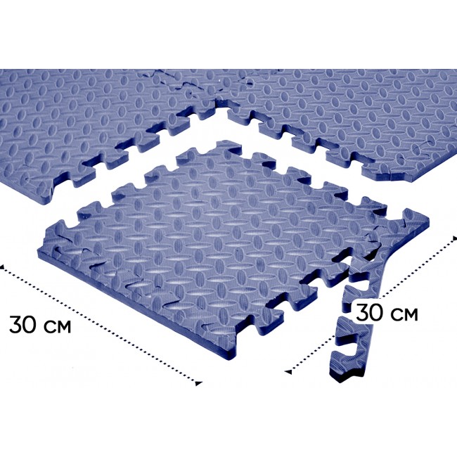 Татами мат EasyFit 8 шт (30х30х1 см) ласточкин хвост синий