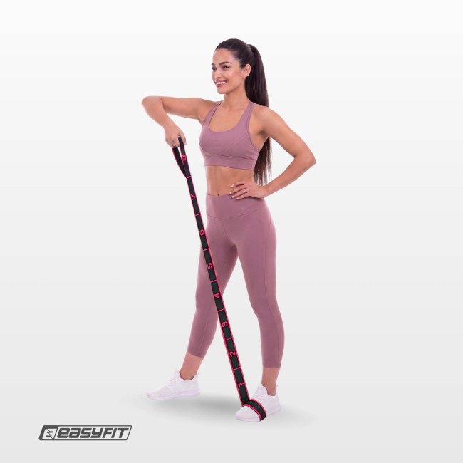 Эспандер лента EasyFit с петлями для тренировок розовый (EASY)