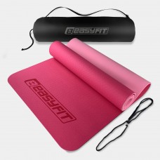 Килимок для йоги та фітнеса EasyFit TPE+TC 6мм двошаровий + Чохол рожевий з св.рожевим