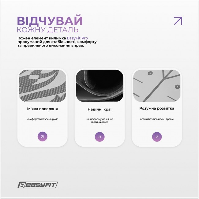 Коврик для йоги профессиональный EasyFit Pro каучук 5 мм Серый