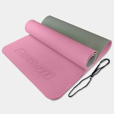 Коврик для йоги и фитнеса EasyFit TPE+TC 6 мм двухслойный розово-серый