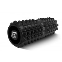Массажный ролик EasyFit Grid Roller 33 см v.1.2 с заглушками с двух сторон (черный)
