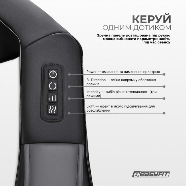 Массажер для шеи EasyFit Shiatsu (шиацу-массаж плеч и тела роликовый)