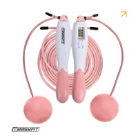 Скакалка без шнура EasyFit TwinRope со счетчиком 2,8м белый-розовый
