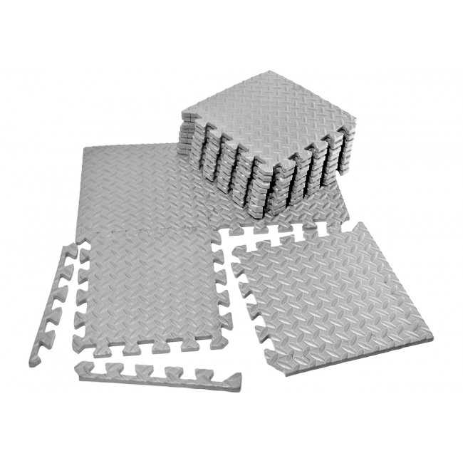 Татами мат EasyFit 8 шт (30х30х1 см) ласточкин хвост серый