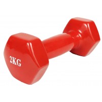 Гантель для фитнеса 2 кг 1шт EasyFit с виниловым покрытием красная
