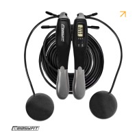 Скакалка со счетчиком EasyFit TwinRope скоростная 2,8м черная-серая