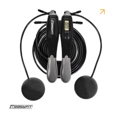 Скакалка со счетчиком EasyFit TwinRope скоростная 2,8м черная-серая