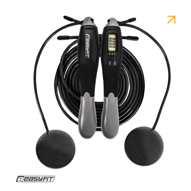 Скакалка со счетчиком EasyFit TwinRope скоростная 2,8м черная-серая