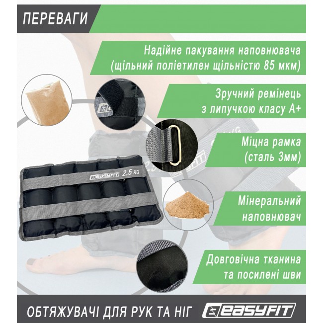 Утяжелители для ног и рук EasyFit 2,5 кг (пара) Утяжелители для ног и рук EasyFit 2,5 кг (пара)