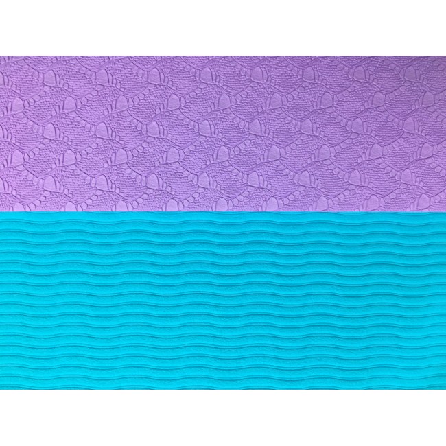 Коврик для йоги и фитнеса EasyFit TPE+TC 6 мм двухслойный + Чехол фиолетовый с мятным