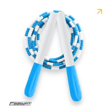 Бисерная скакалка EasyFit FreeRope 2,7м (бело-голубая)