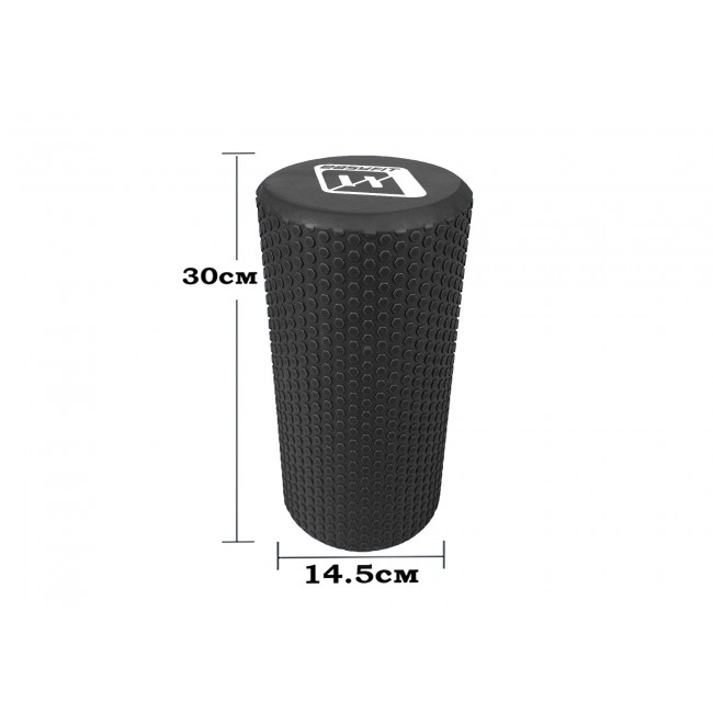 Масажний ролик EasyFit Foam Roller 30 см Чорний
