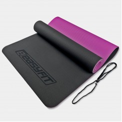 Килимок для йоги та фітнесу EasyFit TPE+TC 6мм двошаровий чорний-фіолетовий