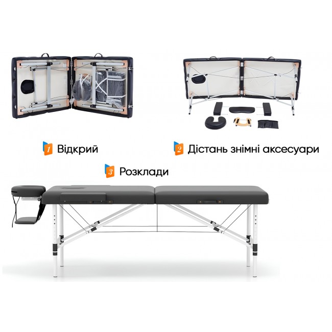 Массажный стол EasyFit ZenRest-2 кушетка складная Черная в чехле