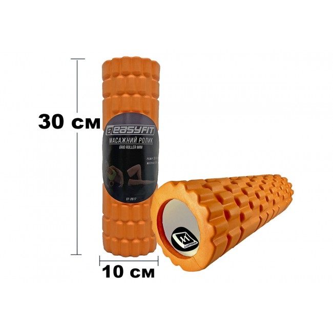 Массажный роллер EasyFit Grid Roller Mini 30 см оранжевый Массажный роллер EasyFit Grid Roller Mini 30 см оранжевый