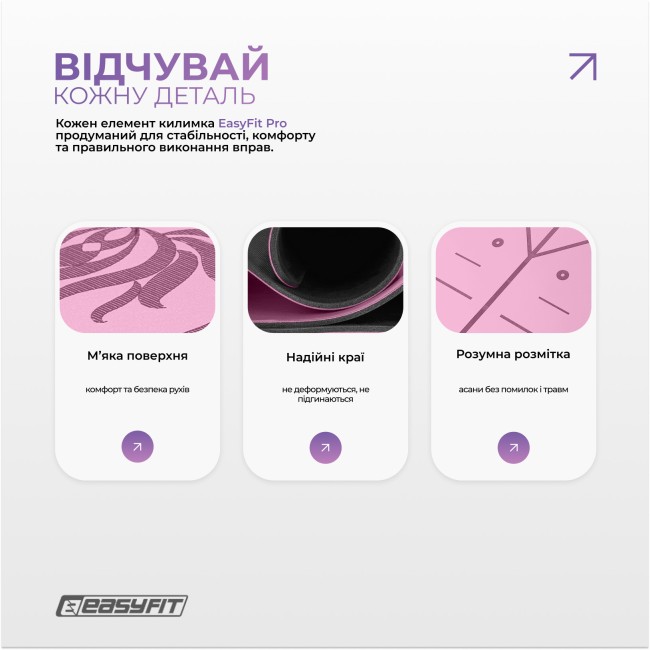 Килимок для йоги професійний EasyFit Pro каучук 5 мм Рожевий