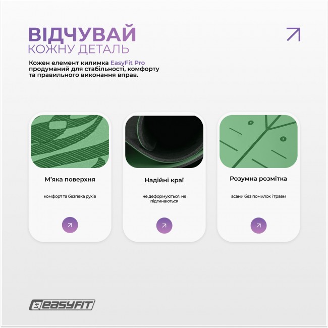 Коврик для йоги профессиональный EasyFit Pro каучук 5 мм Зеленый