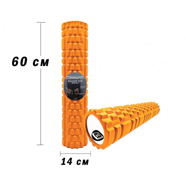 Массажный роллер EasyFit Grid Roller 60 см v.3.1 оранжевый Массажный роллер EasyFit Grid Roller 60 см v.3.1 оранжевый