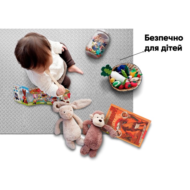 Татами мат EasyFit 8 шт (30х30х1 см) хвост ласточки серый