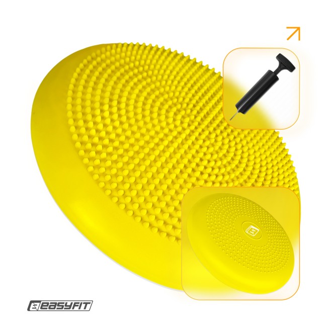 Балансировочная подушка массажная EasyFit Balance Cushion-A желтая + насос