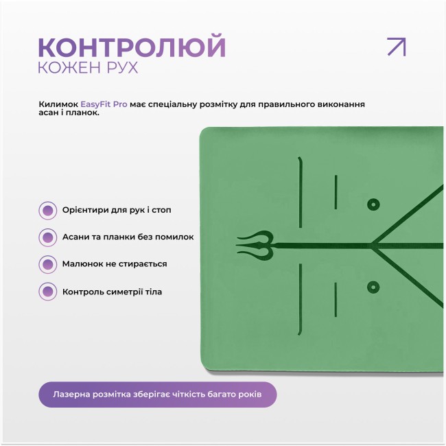 Коврик для йоги профессиональный EasyFit Pro каучук 5 мм Зеленый