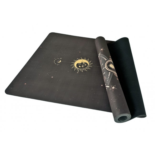 Килимок для йоги EasyFit BlackMoon 183 x 61 x 0.3 см (замша-каучук) чорний