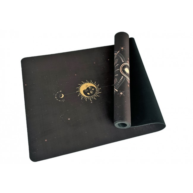 Килимок для йоги EasyFit BlackMoon 183 x 61 x 0.3 см (замша-каучук) чорний