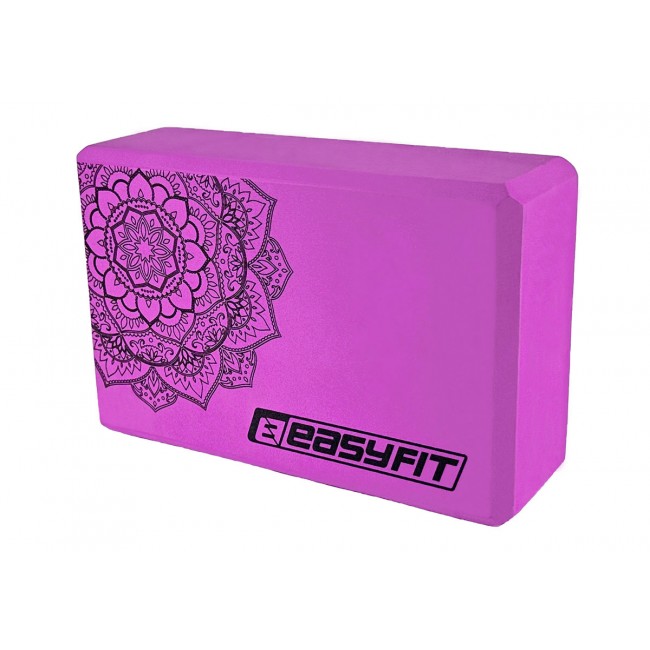 Блок для йоги EasyFit EVA с рисунком фиолетовый Блок для йоги EasyFit EVA с рисунком фиолетовый