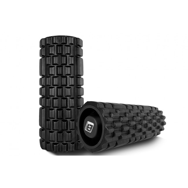 Масажний ролик EasyFit Grid Roller 33 см v.1.1 міцний масажер (чорний)