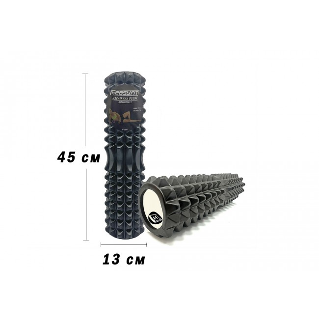 Масажний ролик EasyFit Grid Roller 45 см v.2.2 Чорний Масажний ролик EasyFit Grid Roller 45 см v.2.2 Чорний