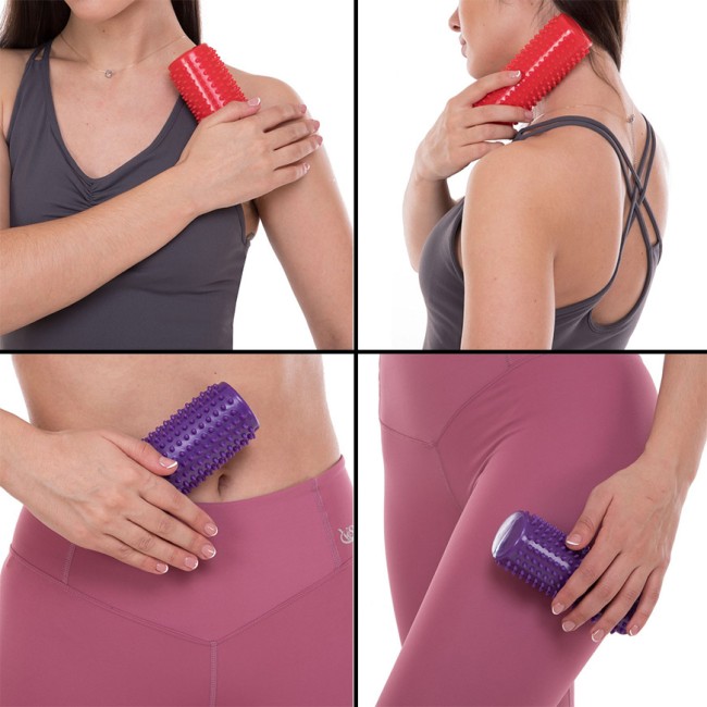 Массажный цилиндр EasyFit Spindle с фиолетовым шипами.