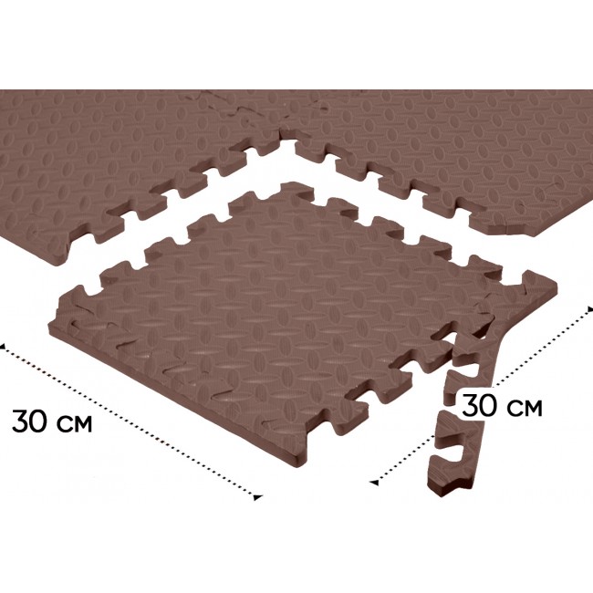 Татами мат EasyFit 8 шт (30х30х1 см) ласточкин хвост коричневый