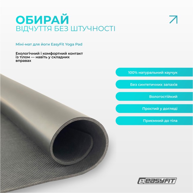 Міні-мат для йоги EasyFit Yoga Pad каучук 3,5 мм Чорний