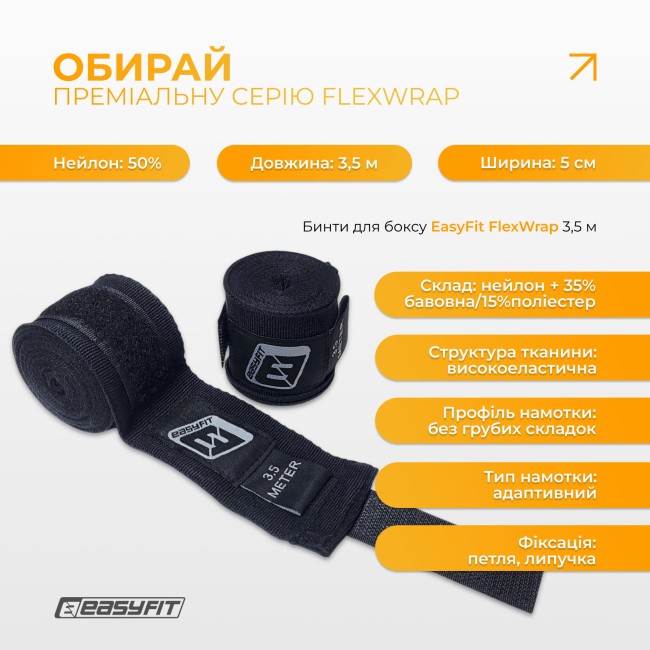 Бинты для бокса EasyFit FlexWrap 3,5м