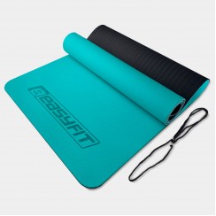Коврик для йоги и фитнеса EasyFit TPE+TC 6 мм двухслойный мятный-черный