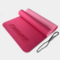 Коврик для йоги и фитнеса EasyFit TPE+TC 6 мм двухслойный розовый-св.розовый