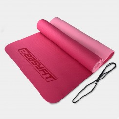Килимок для йоги та фітнесу EasyFit TPE+TC 6мм двошаровий рожевий-св. рожевий