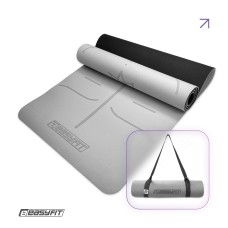 Килимок для йоги та фітнесу EasyFit Polarity stone 6 мм з ремнем